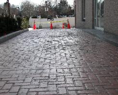 stamped concrete herring bone brick