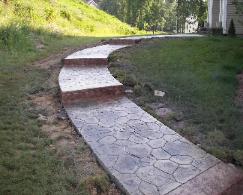 multiple color random stone concrete walk