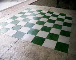 seamless concrete with color stained chess board